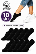 10 Çift Unisex Pamuklu Görünmez Sneaker Patik Çorap - Kaymaz Topuk Terletmeyen Günlük Kullanım