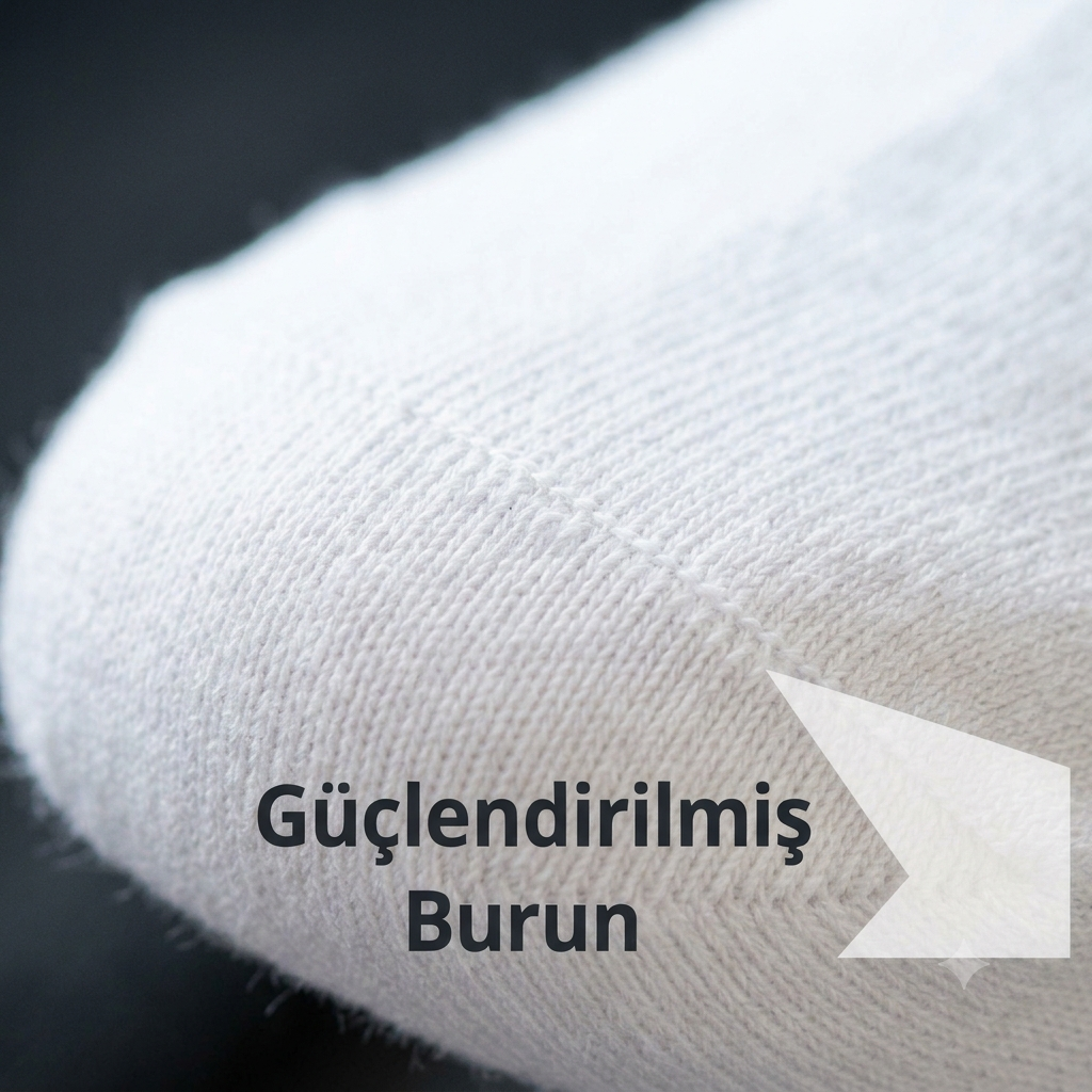 Unisex 12 Çift Pamuklu Beyaz Tenis Model Spor Çorabı